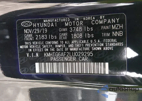 2020 Hyundai Veloster 2.0 Premium z USA, uszkodzony, nr VIN KMHTG6AF2LU029295